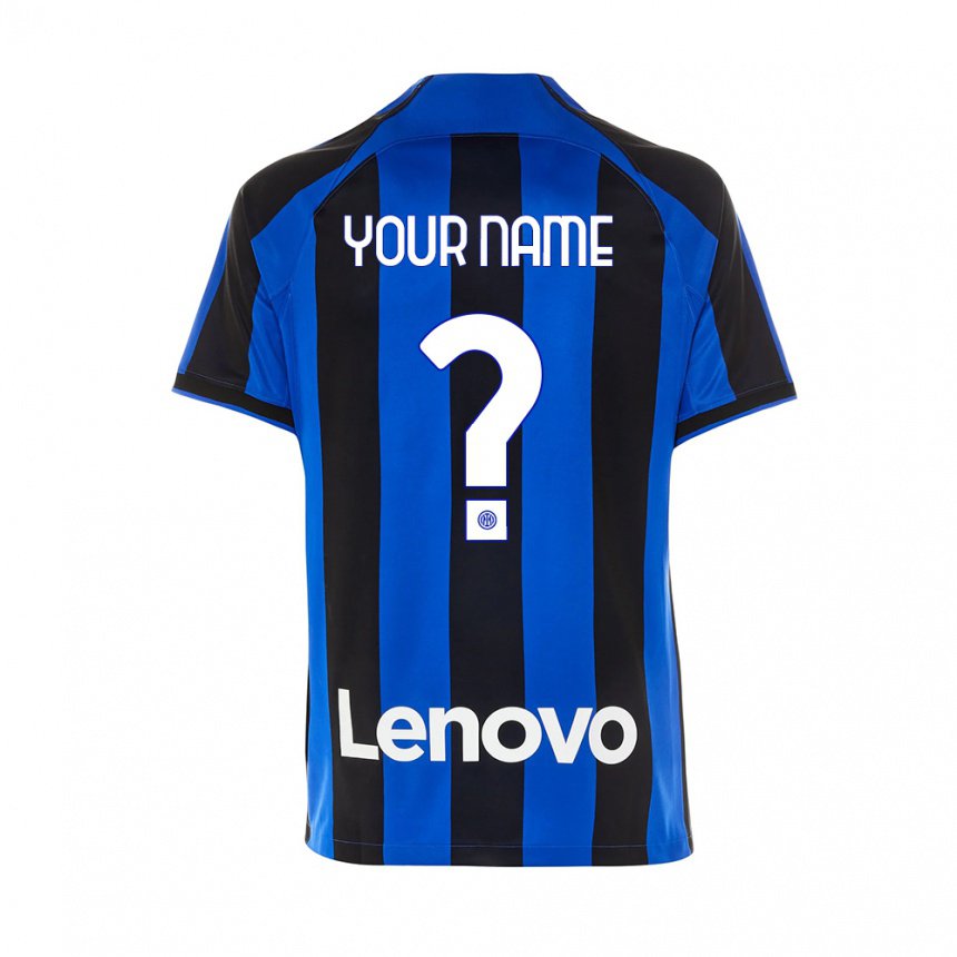 Hombre Camiseta Su Nombre #0 Azul Real Negro 1ª Equipación 2022/23 La Camisa