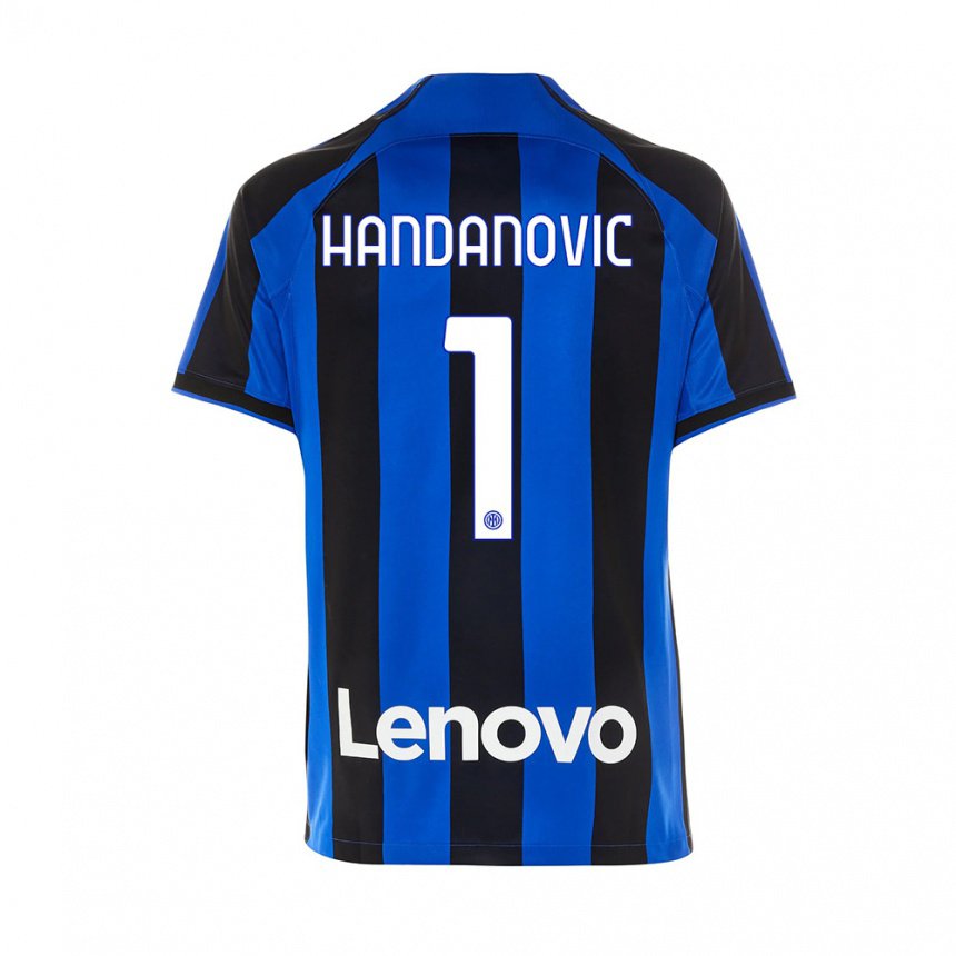 Hombre Camiseta Samir Handanovic #1 Azul Real Negro 1ª Equipación 2022/23 La Camisa