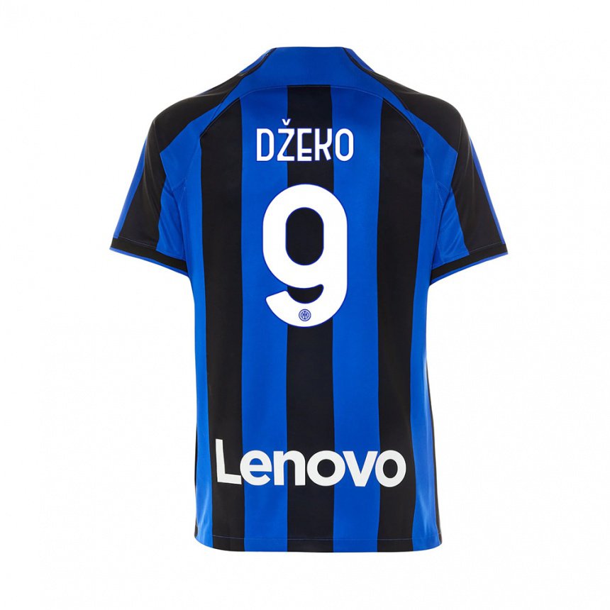 Hombre Camiseta Edin Dzeko #9 Azul Real Negro 1ª Equipación 2022/23 La Camisa