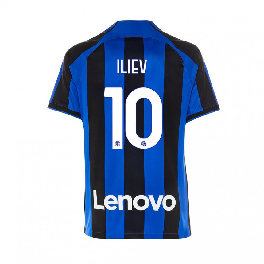 Hombre Camiseta Nikola Iliev #10 Azul Real Negro 1ª Equipación 2022/23 La Camisa