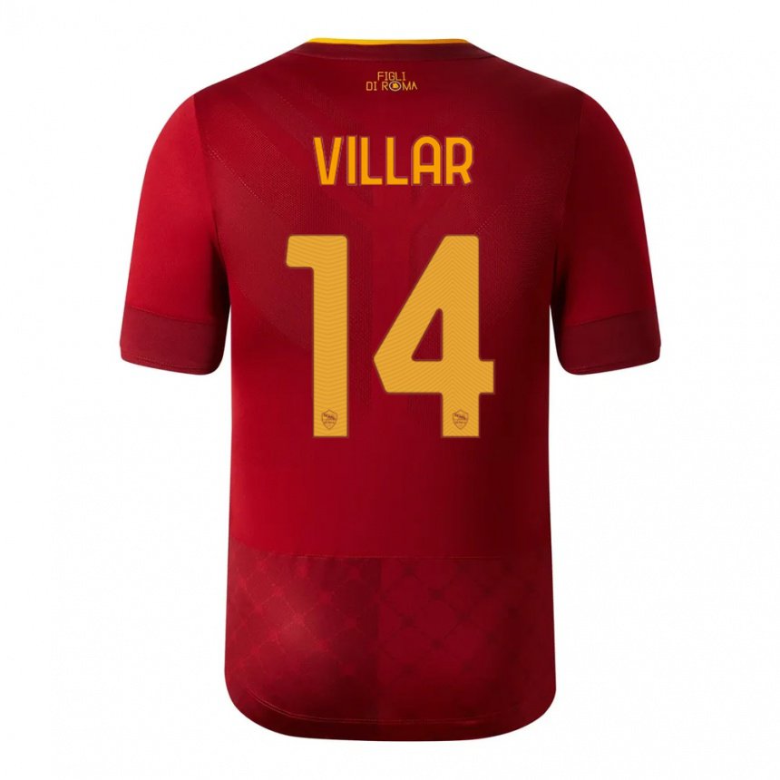 Hombre Camiseta Gonzalo Villar #14 Marrón Rojo 1ª Equipación 2022/23 La Camisa