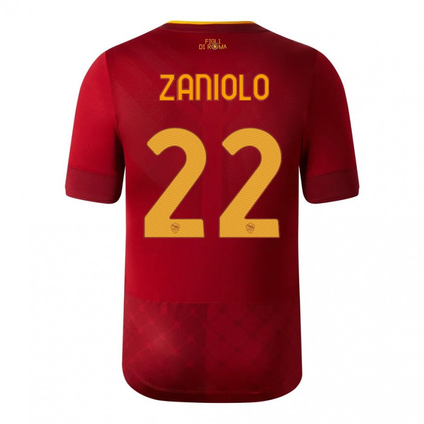Hombre Camiseta Nicolo Zaniolo #22 Marrón Rojo 1ª Equipación 2022/23 La Camisa