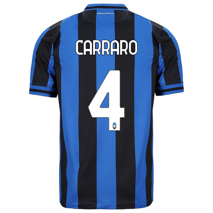 Hombre Camiseta Marco Carraro #4 Azul Negro 1ª Equipación 2022/23 La Camisa