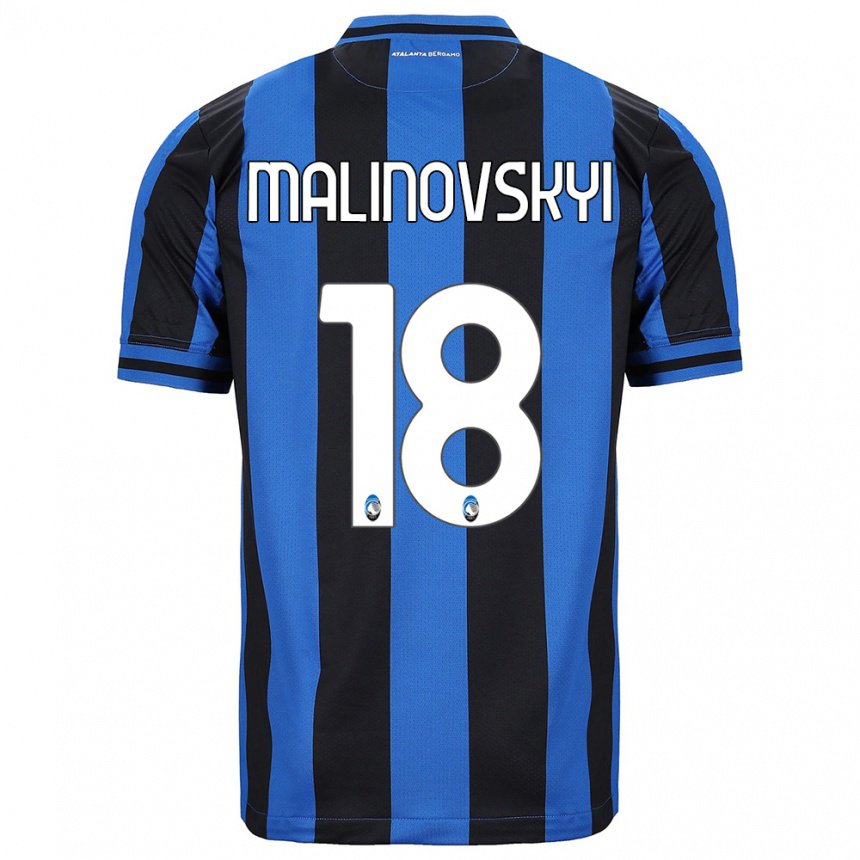 Hombre Camiseta Ruslan Malinovskyi #18 Azul Negro 1ª Equipación 2022/23 La Camisa