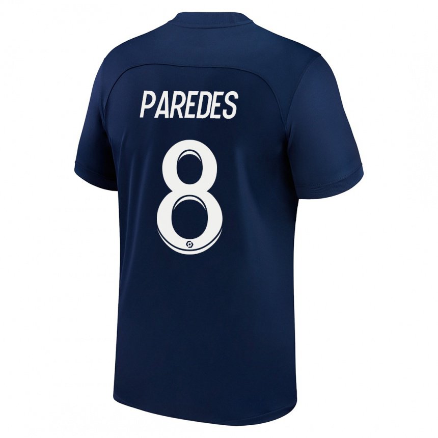 Hombre Camiseta Leandro Paredes #8 Azul Oscuro Rojo 1ª Equipación 2022/23 La Camisa