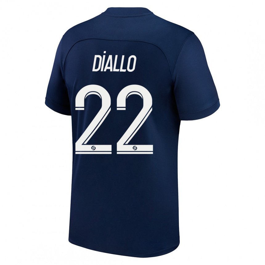 Hombre Camiseta Abdou Diallo #22 Azul Oscuro Rojo 1ª Equipación 2022/23 La Camisa