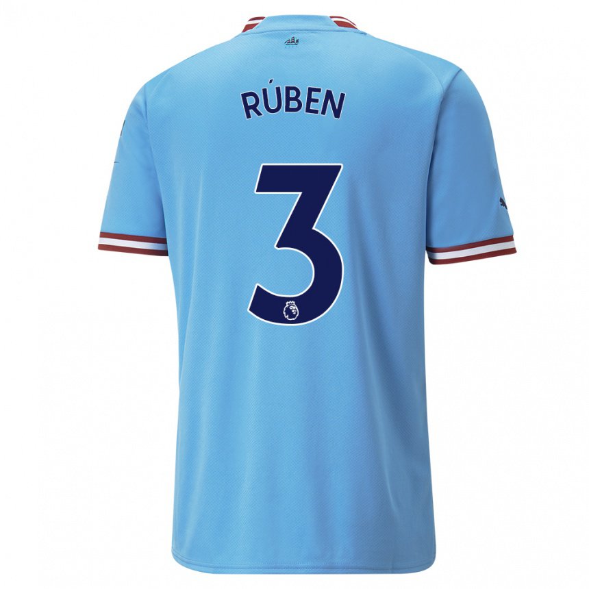 Hombre Camiseta Ruben Dias #3 Azul Rojo 1ª Equipación 2022/23 La Camisa