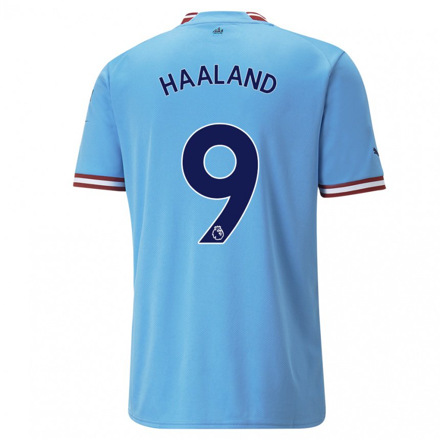 Hombre Camiseta Erling Haaland #9 Azul Rojo 1ª Equipación 2022/23 La Camisa