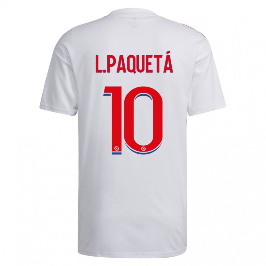 Hombre Camiseta Lucas Paqueta #10 Blanco Azul Rojo 1ª Equipación 2022/23 La Camisa