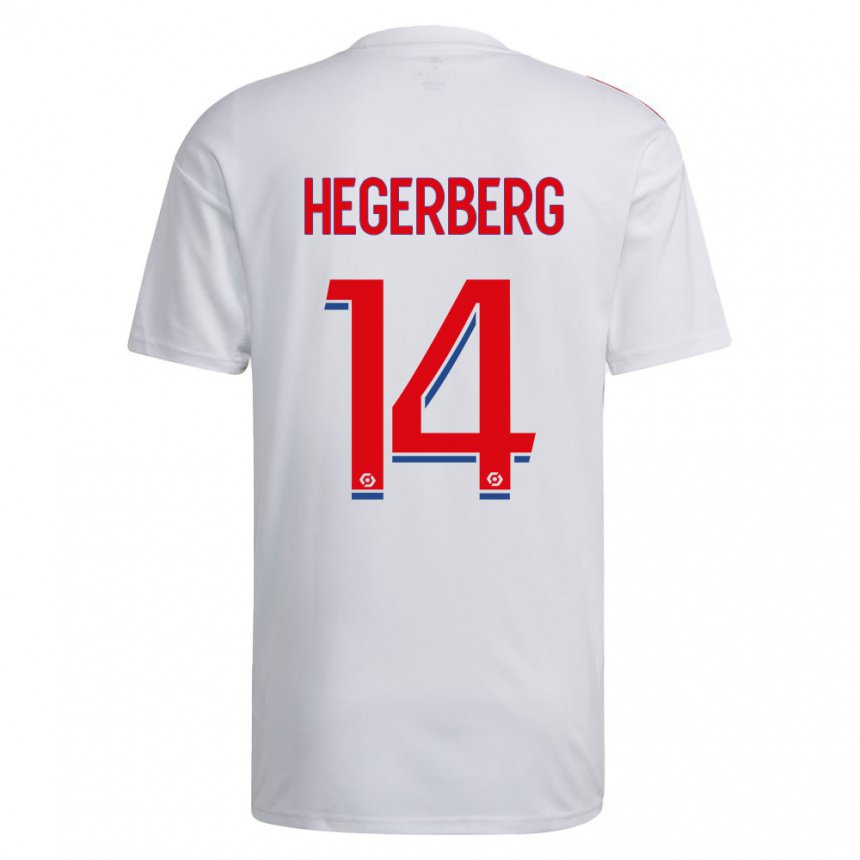 Hombre Camiseta Ada Hegerberg #14 Blanco Azul Rojo 1ª Equipación 2022/23 La Camisa