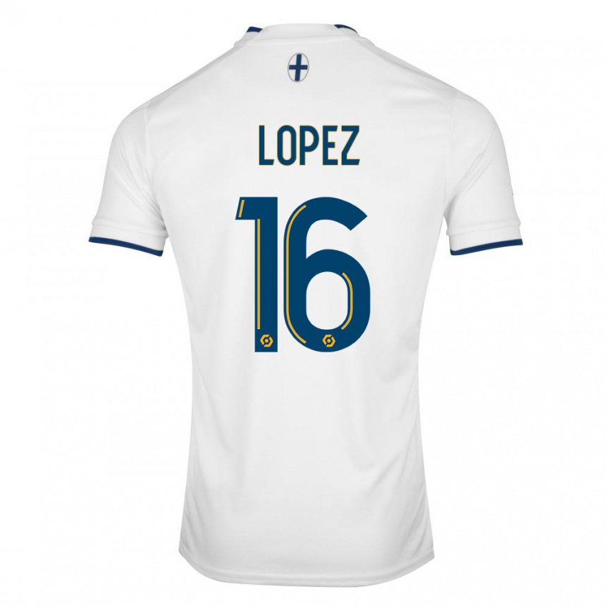 Hombre Camiseta Pau Lopez #16 Zafiro Blanco 1ª Equipación 2022/23 La Camisa