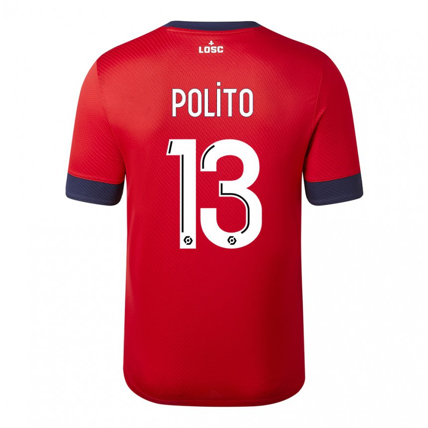 Hombre Camiseta Carla Polito #13 Manzana De Caramelo Roja 1ª Equipación 2022/23 La Camisa