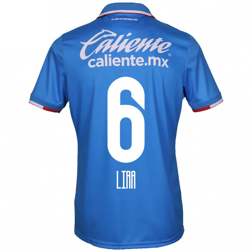 Hombre Camiseta Erik Lira #6 Azure Azul 1ª Equipación 2022/23 La Camisa