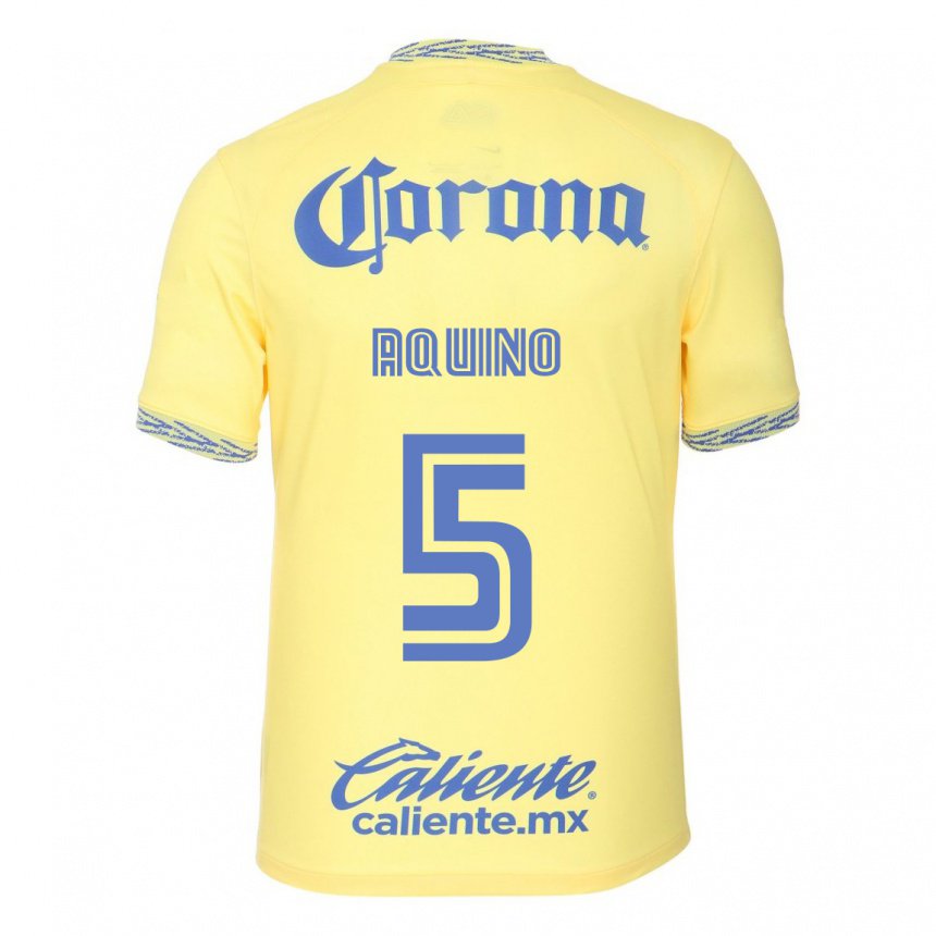 Hombre Camiseta Pedro Aquino #5 Limon Amarillo 1ª Equipación 2022/23 La Camisa