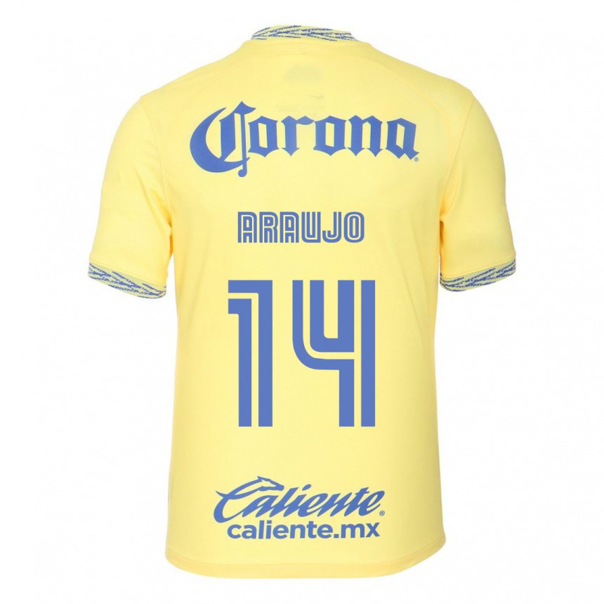 Hombre Camiseta Nestor Araujo #14 Limon Amarillo 1ª Equipación 2022/23 La Camisa