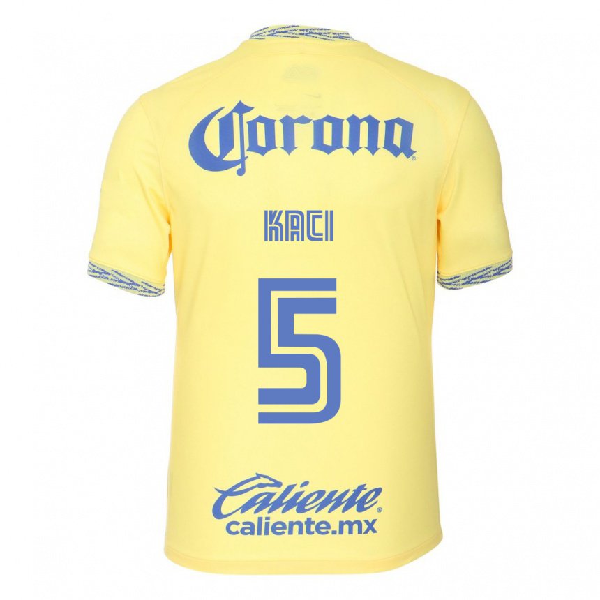 Hombre Camiseta Aurelie Kaci #5 Limon Amarillo 1ª Equipación 2022/23 La Camisa