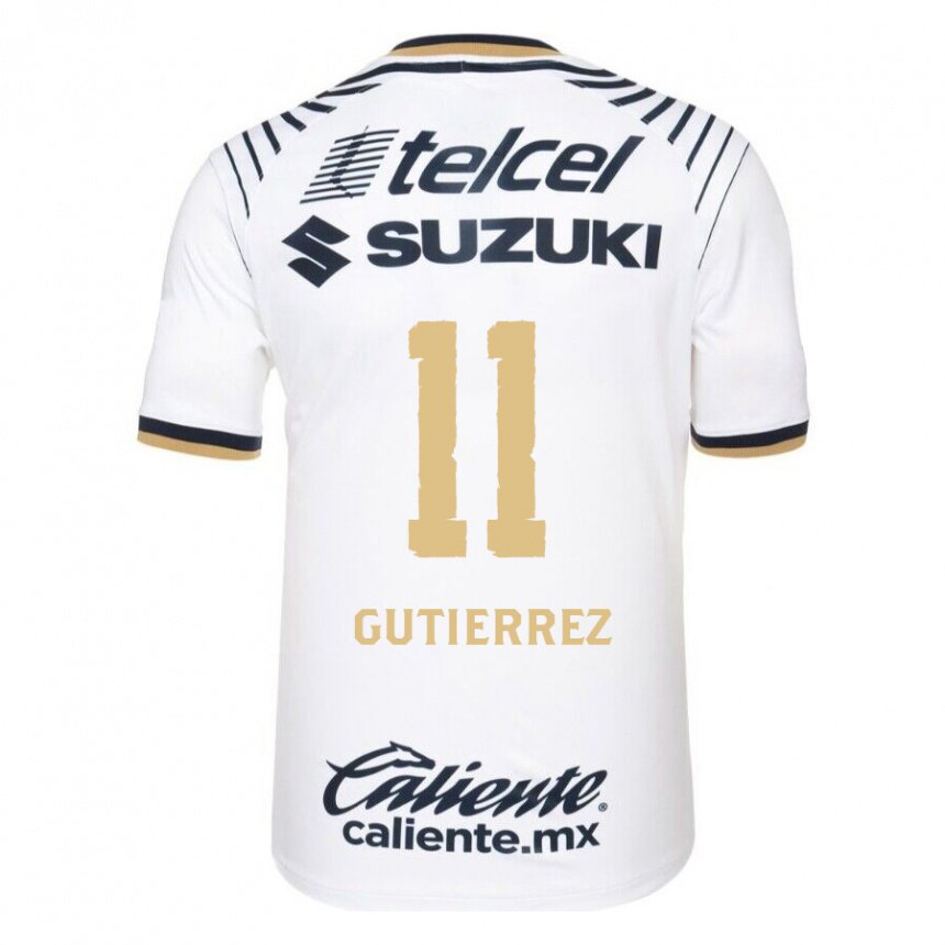 Hombre Camiseta Carlos Gutierrez #11 Mezclilla Blanca 1ª Equipación 2022/23 La Camisa
