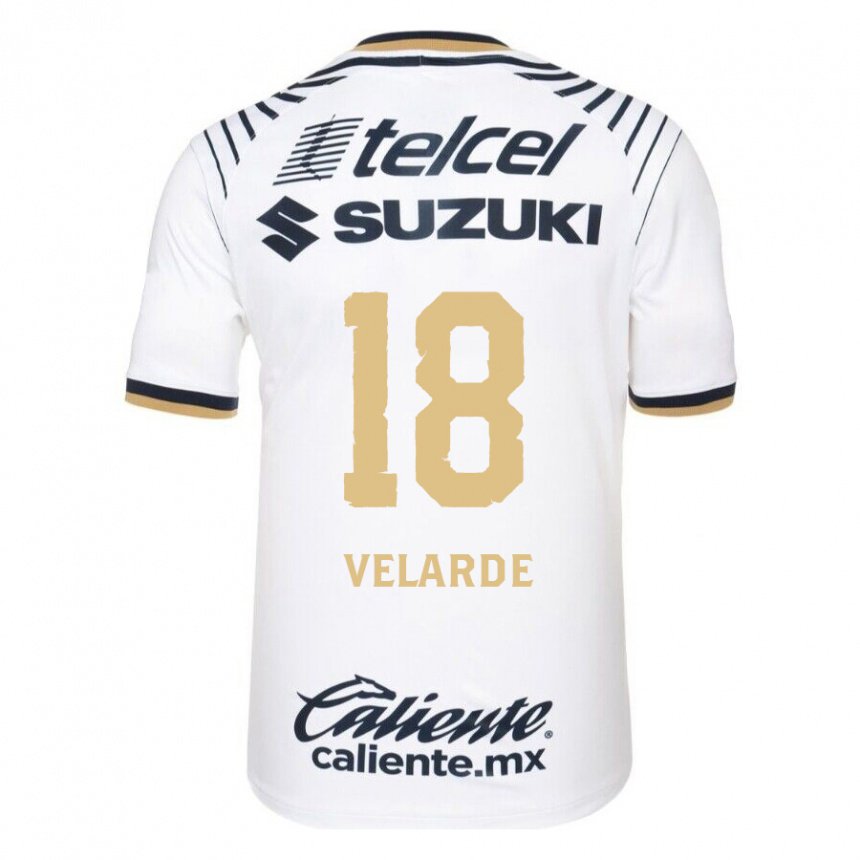 Hombre Camiseta Efrain Velarde #18 Mezclilla Blanca 1ª Equipación 2022/23 La Camisa