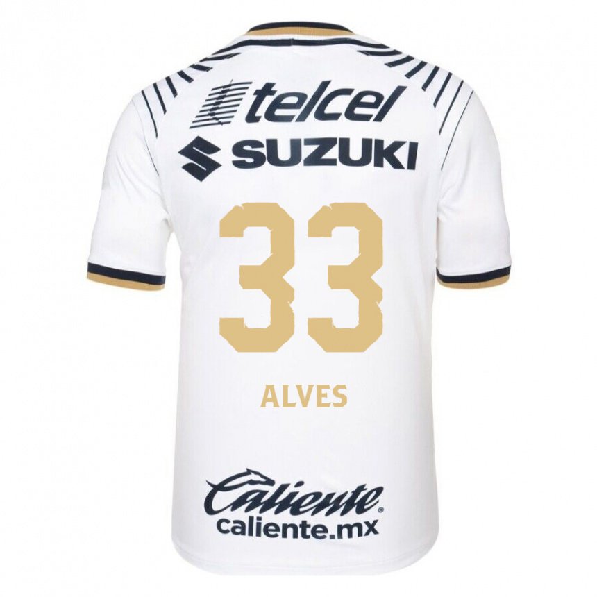 Hombre Camiseta Dani Alves #33 Mezclilla Blanca 1ª Equipación 2022/23 La Camisa