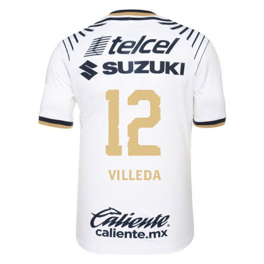 Hombre Camiseta Melany Villeda #12 Mezclilla Blanca 1ª Equipación 2022/23 La Camisa