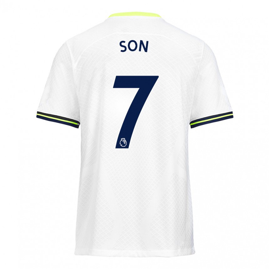Hombre Camiseta Heung-min Son #7 Blanco Verde 1ª Equipación 2022/23 La Camisa