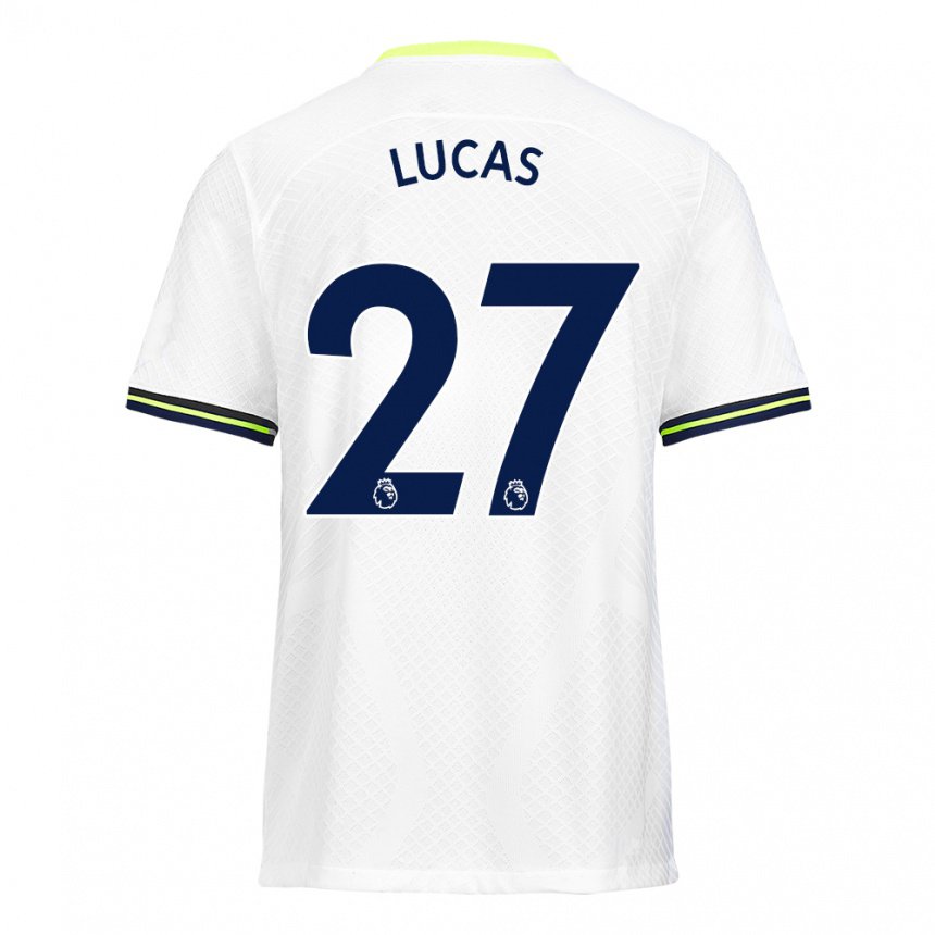 Hombre Camiseta Lucas Moura #27 Blanco Verde 1ª Equipación 2022/23 La Camisa