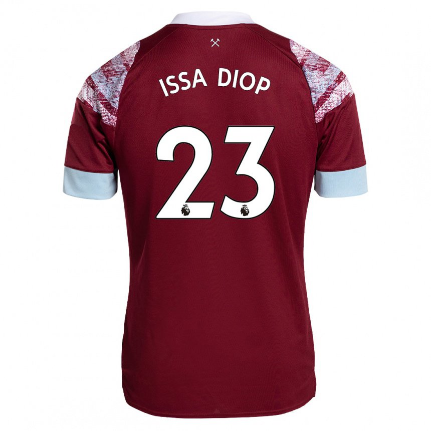 Hombre Camiseta Issa Diop #23 Burdeos 1ª Equipación 2022/23 La Camisa