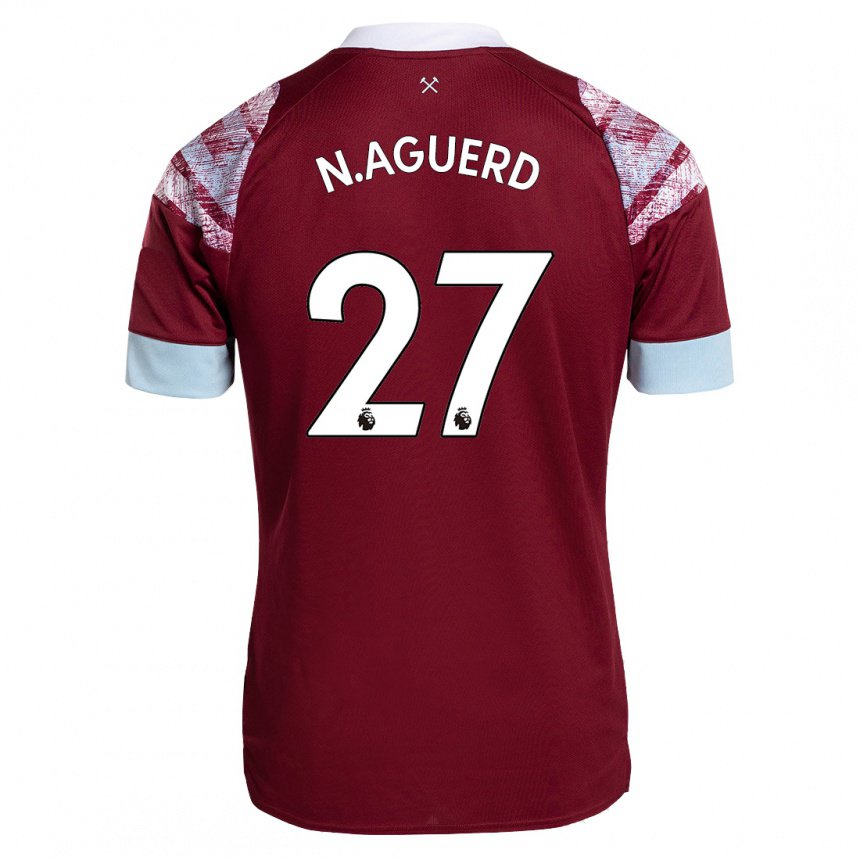 Hombre Camiseta Nayef Aguerd #27 Burdeos 1ª Equipación 2022/23 La Camisa