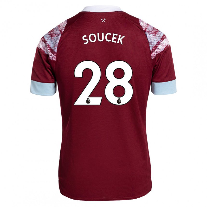 Hombre Camiseta Tomas Soucek #28 Burdeos 1ª Equipación 2022/23 La Camisa