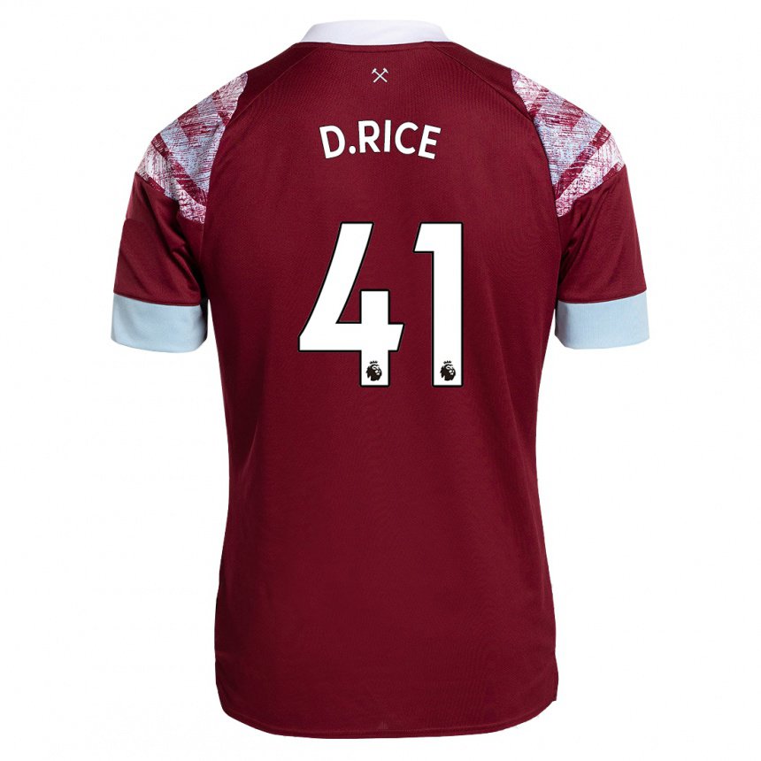 Hombre Camiseta Declan Rice #41 Burdeos 1ª Equipación 2022/23 La Camisa
