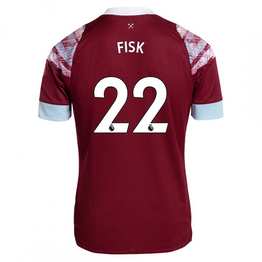 Hombre Camiseta Grace Fisk #22 Burdeos 1ª Equipación 2022/23 La Camisa