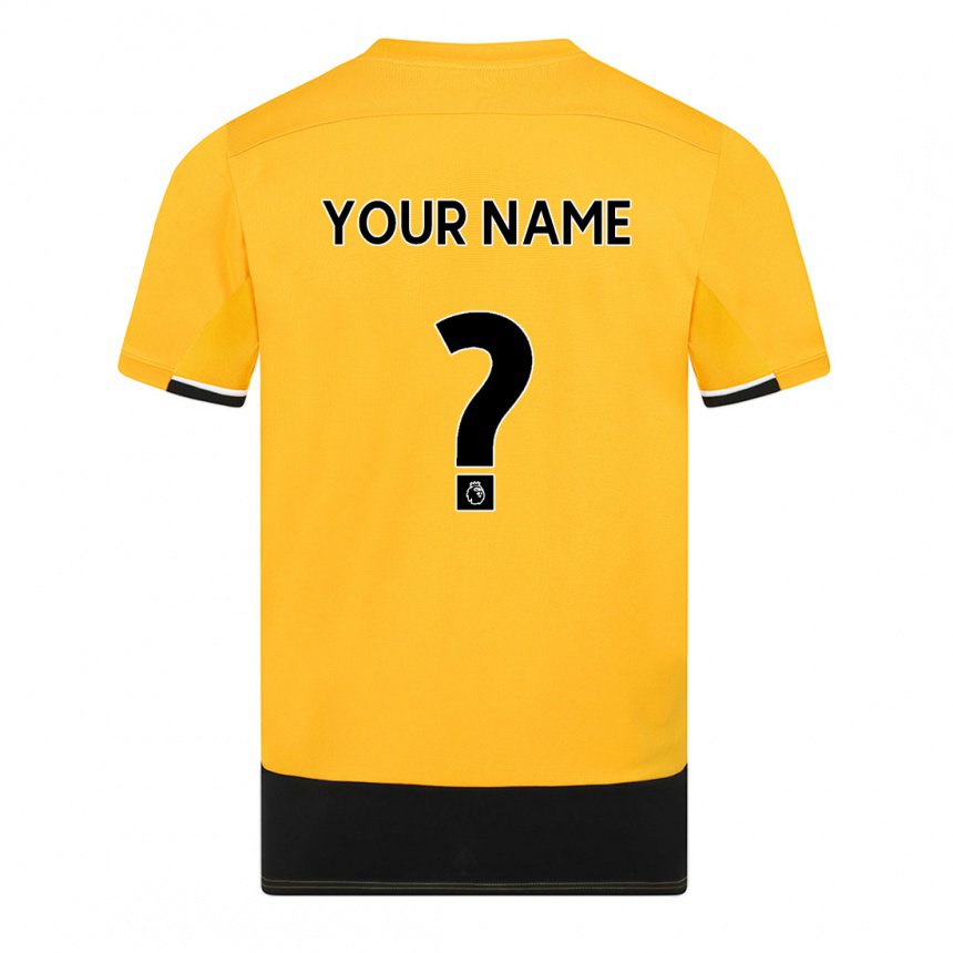 Hombre Camiseta Su Nombre #0 Amarillo Negro 1ª Equipación 2022/23 La Camisa
