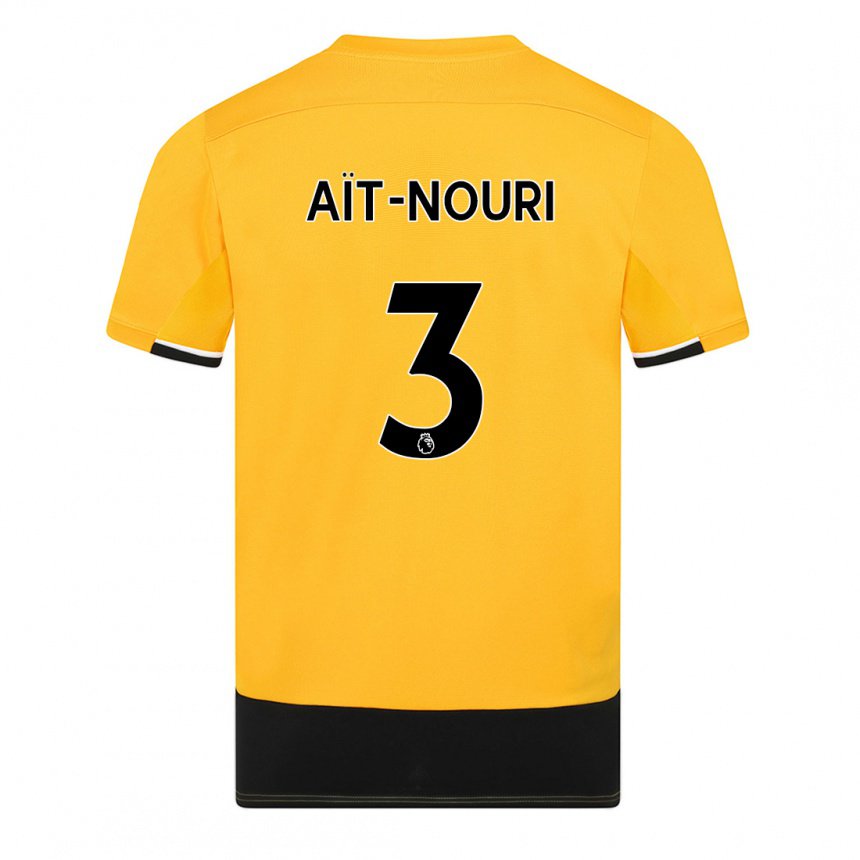 Hombre Camiseta Rayan Ait-nouri #3 Amarillo Negro 1ª Equipación 2022/23 La Camisa