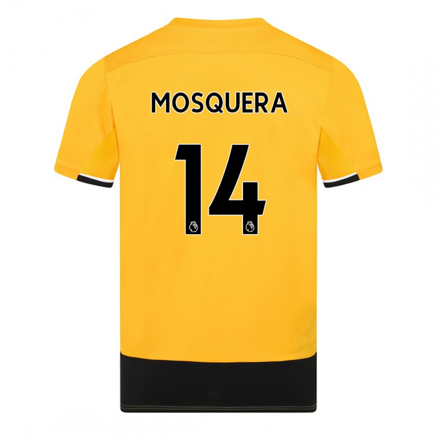 Hombre Camiseta Yerson Mosquera #14 Amarillo Negro 1ª Equipación 2022/23 La Camisa