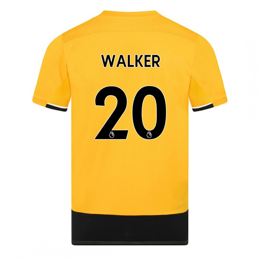 Hombre Camiseta Lowri Walker #20 Amarillo Negro 1ª Equipación 2022/23 La Camisa