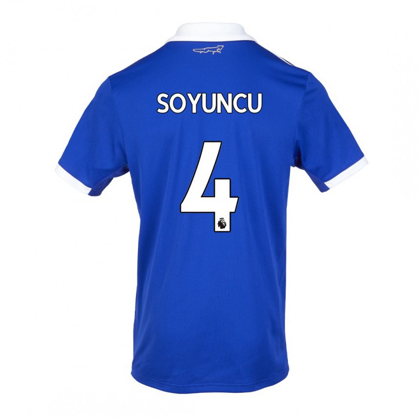 Hombre Camiseta Caglar Soyuncu #4 Azul Blanco 1ª Equipación 2022/23 La Camisa