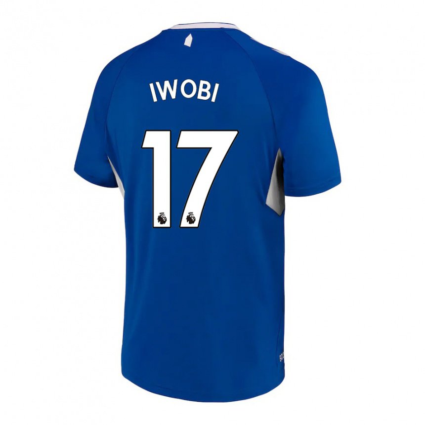 Hombre Camiseta Alex Iwobi #17 Azul Oscuro Blanco 1ª Equipación 2022/23 La Camisa
