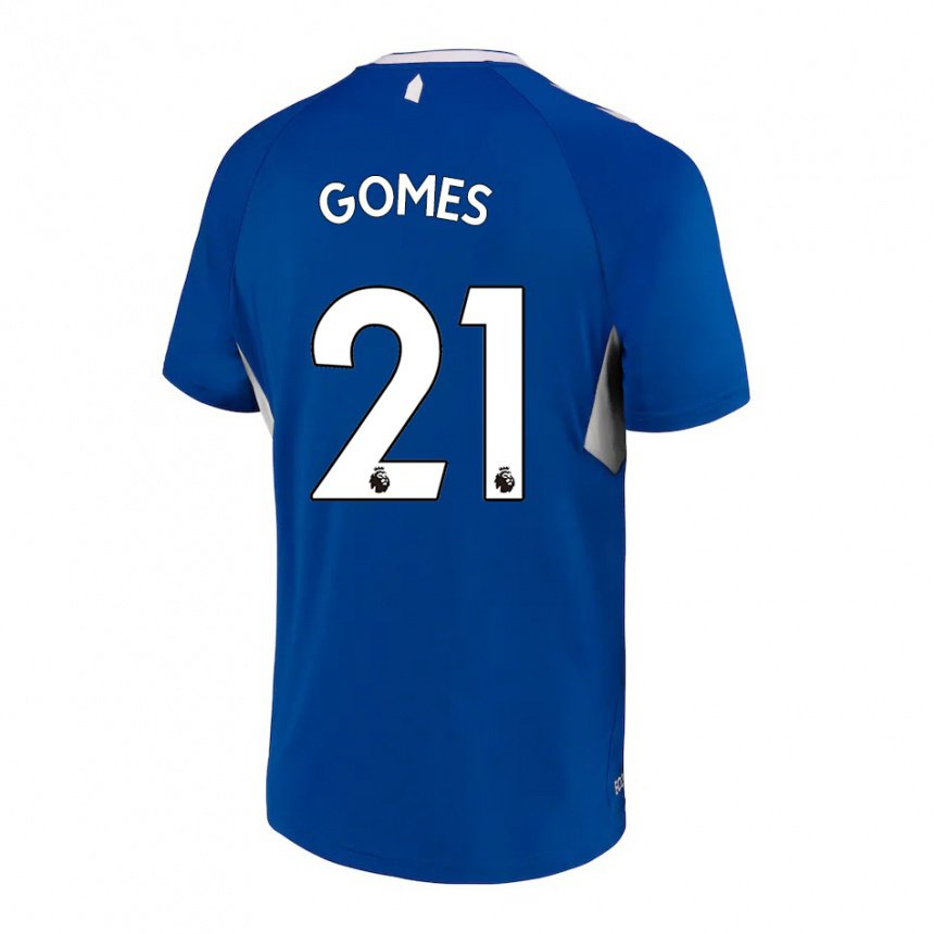 Hombre Camiseta Andre Gomes #21 Azul Oscuro Blanco 1ª Equipación 2022/23 La Camisa