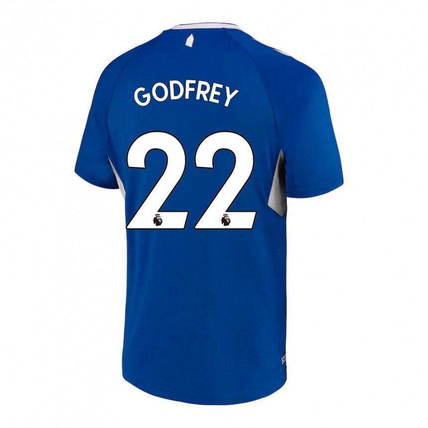 Hombre Camiseta Ben Godfrey #22 Azul Oscuro Blanco 1ª Equipación 2022/23 La Camisa