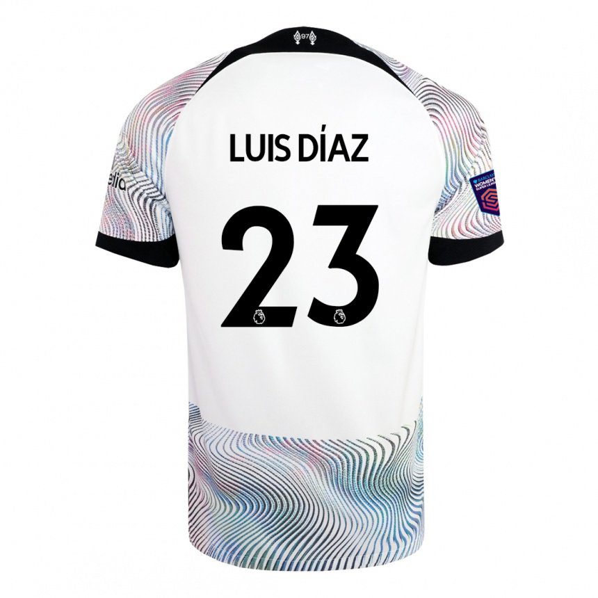 Hombre Camiseta Luis Diaz #23 Blanco Colorido 2ª Equipación 2022/23 La Camisa