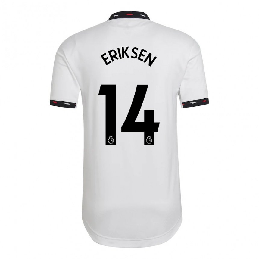 Hombre Camiseta Christian Eriksen #14 Blanco 2ª Equipación 2022/23 La Camisa
