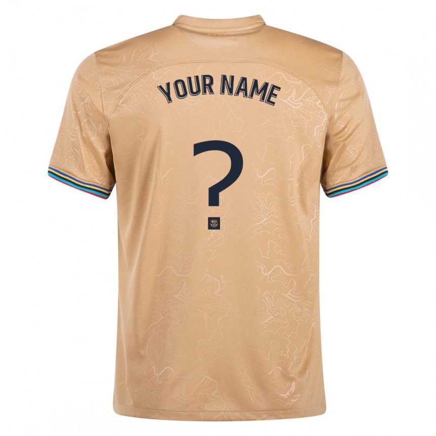 Hombre Camiseta Su Nombre #0 Oro 2ª Equipación 2022/23 La Camisa