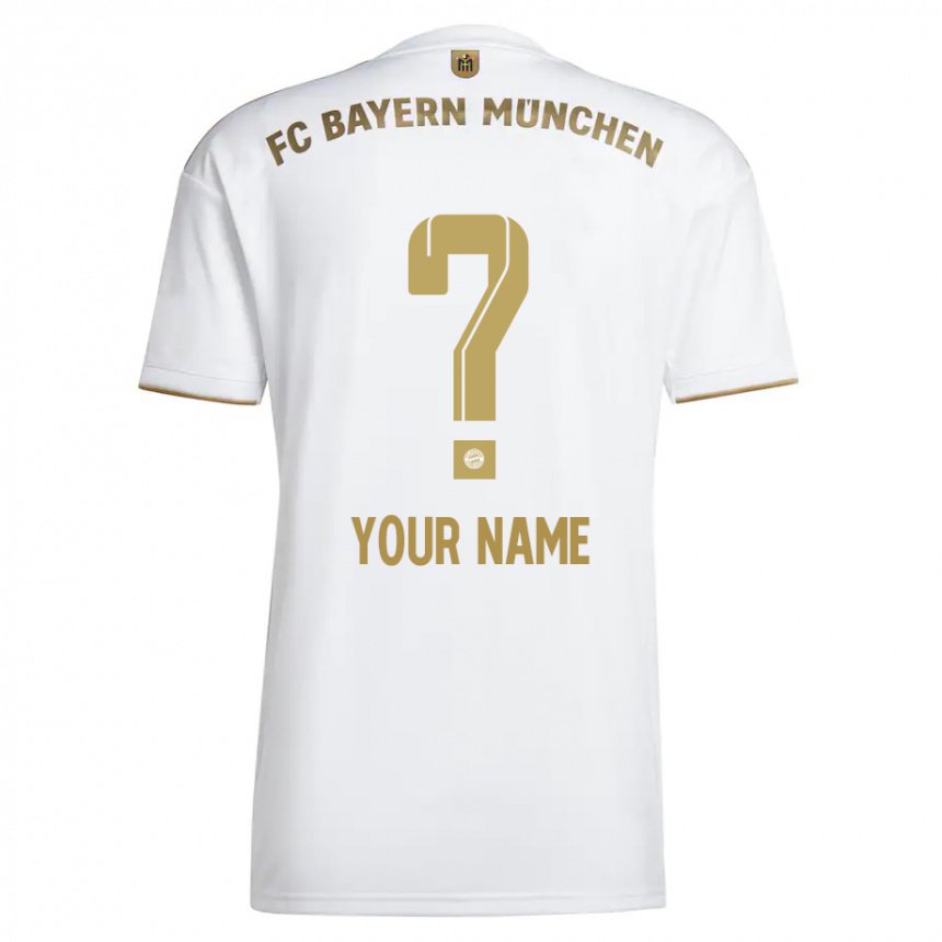 Hombre Camiseta Su Nombre #0 Oro Blanco 2ª Equipación 2022/23 La Camisa