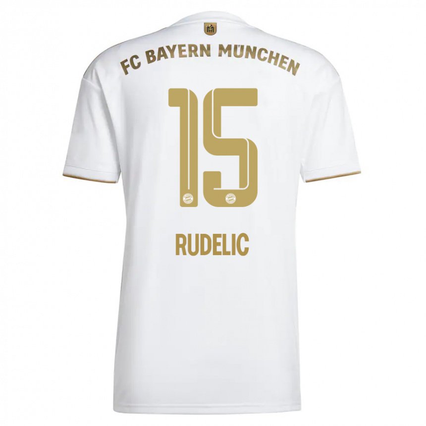 Hombre Camiseta Ivana Rudelic #15 Oro Blanco 2ª Equipación 2022/23 La Camisa