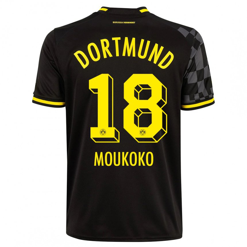 Hombre Camiseta Youssoufa Moukoko #18 Negro 2ª Equipación 2022/23 La Camisa