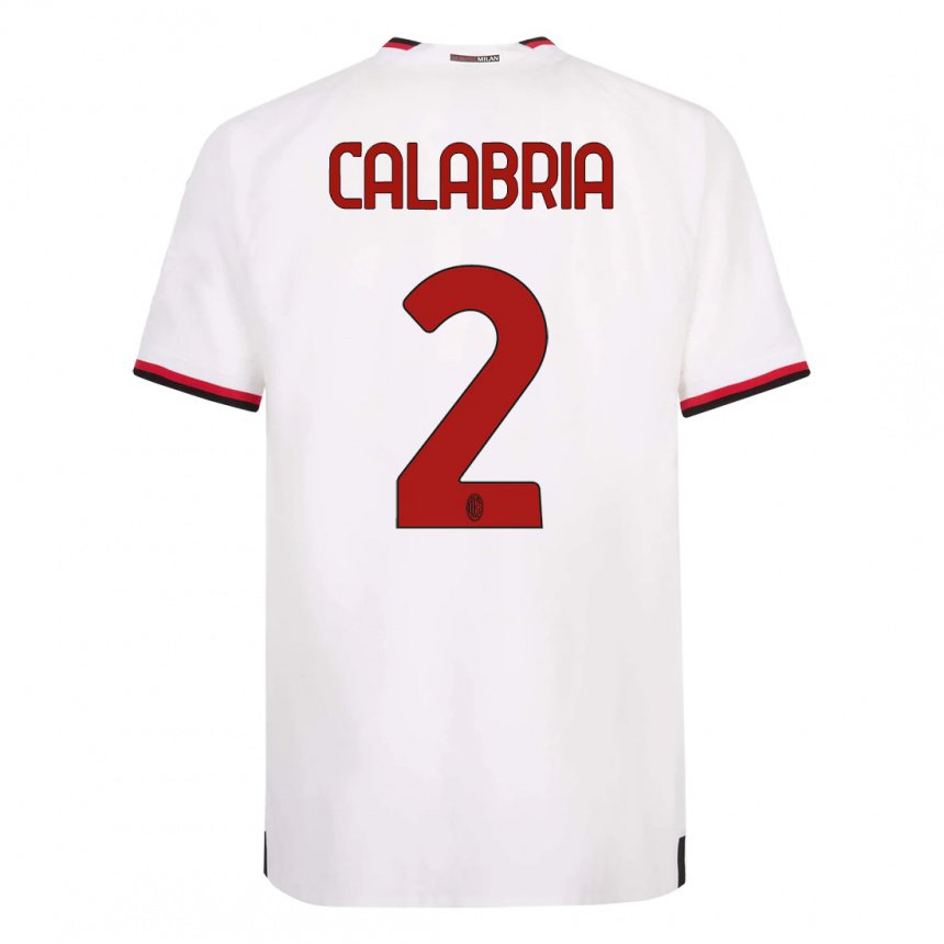 Hombre Camiseta Davide Calabria #2 Blanco Rojo 2ª Equipación 2022/23 La Camisa