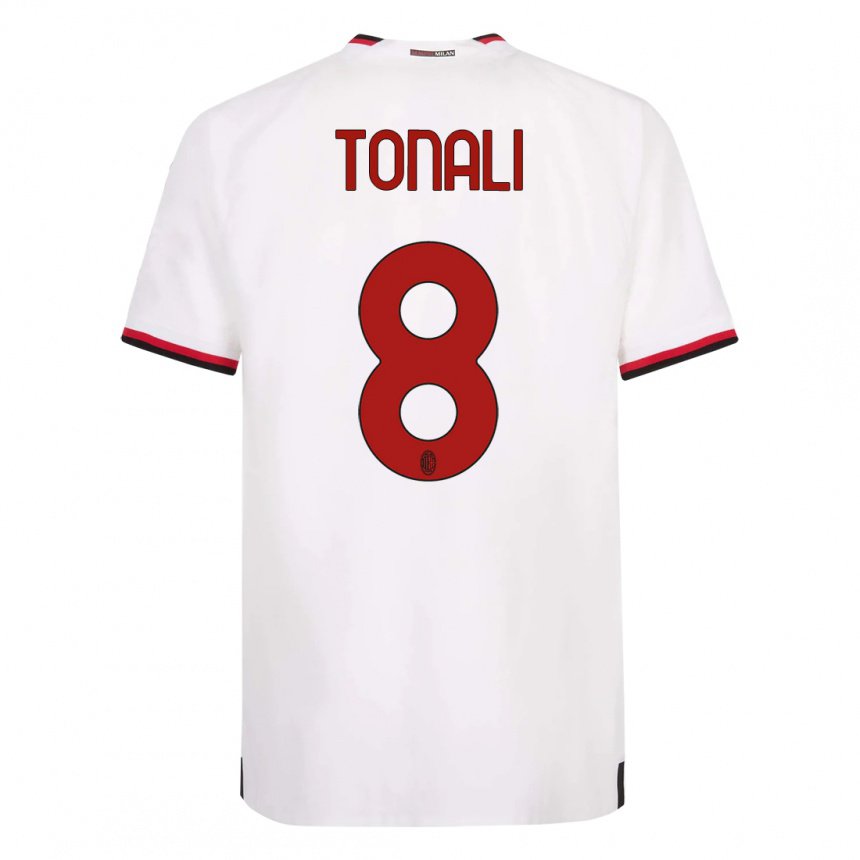 Hombre Camiseta Sandro Tonali #8 Blanco Rojo 2ª Equipación 2022/23 La Camisa