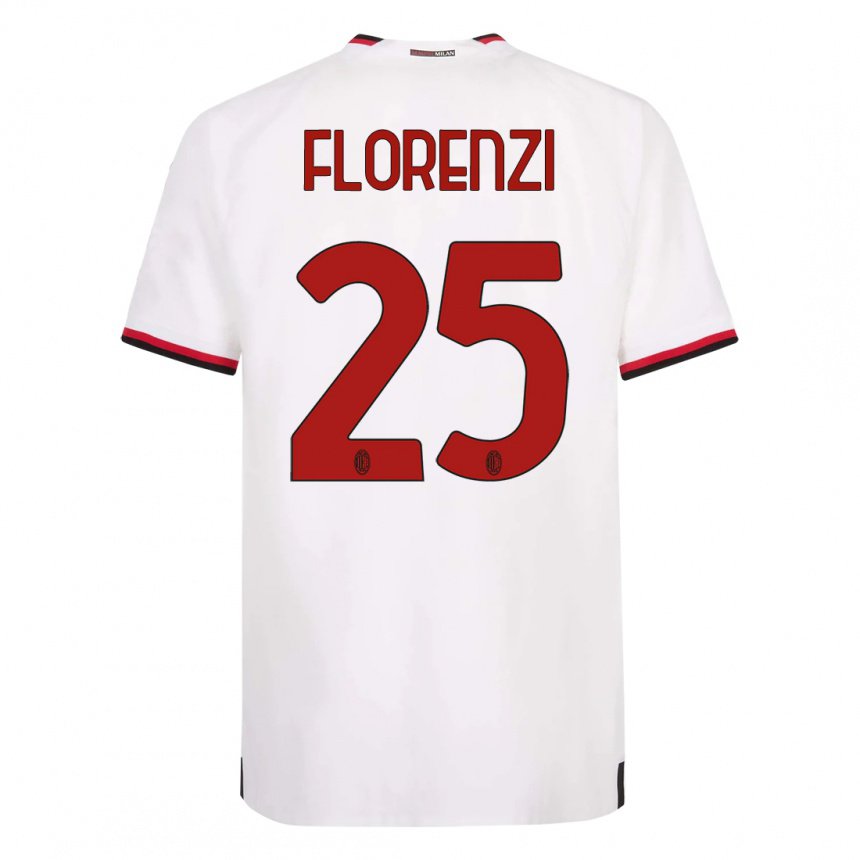 Hombre Camiseta Alessandro Florenzi #25 Blanco Rojo 2ª Equipación 2022/23 La Camisa