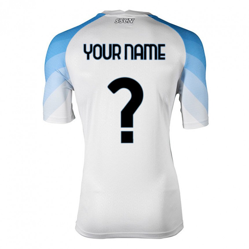 Hombre Camiseta Su Nombre #0 Blanco Cielo Azul 2ª Equipación 2022/23 La Camisa