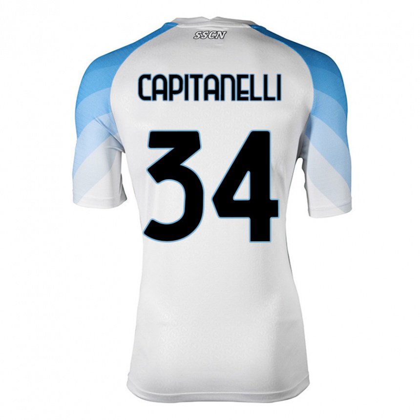 Hombre Camiseta Ilaria Capitanelli #34 Blanco Cielo Azul 2ª Equipación 2022/23 La Camisa